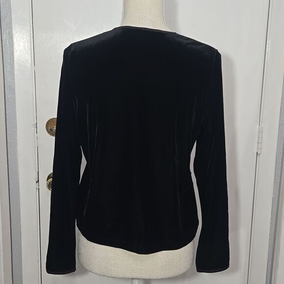 American Girl© Cardigan Junior L Black Velvety Shrug Sweater Dressy - Picture 10 of 13